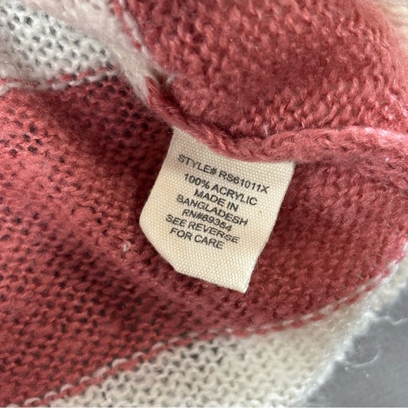 No Comment Crop Striped Pink Cream Sweater Women's Plus 3X Distressed Thrashed - Picture 5 of 9